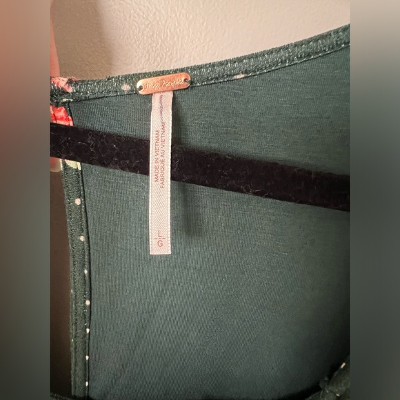 FREE PEOPLE 🆕Celia mini dress green pink floral long sleeves large - Picture 9 of 15